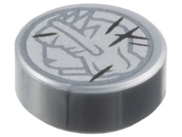 Flat Silver Tile, Round 1 x 1 with Dark Silver Lady Liberty Head Profile and Black Scratches on Silv