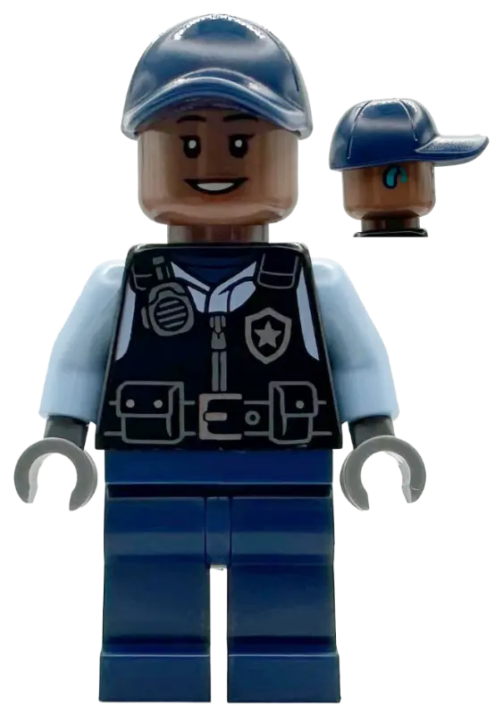 Guard Arkham Asylum - Female, Dark Blue Cap, Black Vest