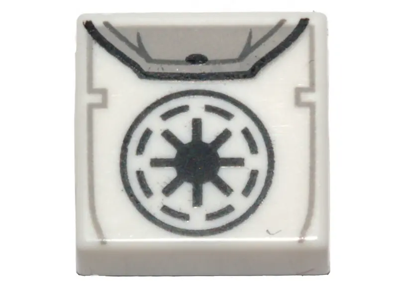 White Tile 1 x 1 with Black SW Galactic Republic Logo Backpack Pattern