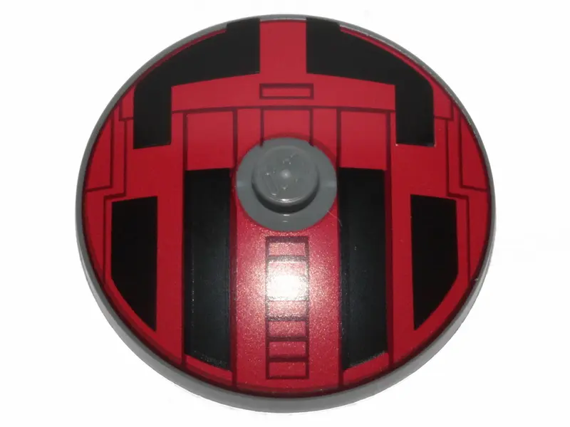 Dark Bluish Gray Dish 4 x 4 Inverted (Radar) with Solid Stud with Star Wars TIE Hatch Black and Red 