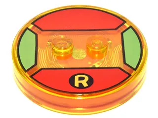 Trans-Yellow Dimensions Toy Tag 4 x 4 x 2/3 with 2 Studs and Trans-Orange Bottom with Yellow Capital
