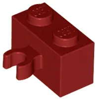 Dark Red Brick, Modified 1 x 2 with Open O Clip Thick (Vertical Grip)