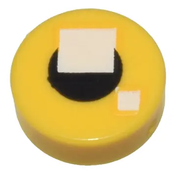 Yellow Tile, Round 1 x 1 with 2 White Squares on Small Black Circle Pattern (BrickHeadz Eye)