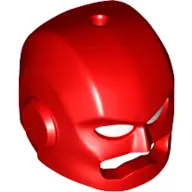 Red Minifigure, Headgear Helmet Mask with Ear Protectors, White Eyes and Mouth Slit and Hole on Top
