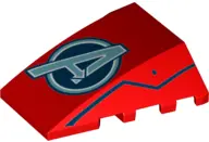 Red Wedge 4 x 4 Triple Curved No Studs with Avengers Logo and Jagged Lines on Sides Pattern