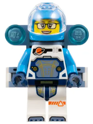 Space Explorer - Female, White Spacesuit with Dark Azure Arms and Helmet, Trans-Clear Visor, Sand Bl