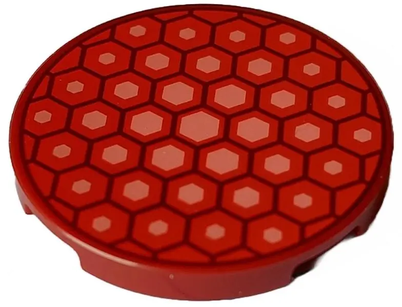 Dark Red Tile, Round 3 x 3 with Coral Honeycomb Pattern