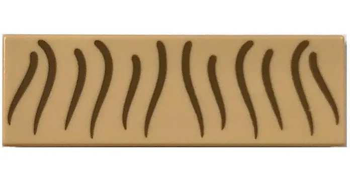 Tan Tile 1 x 3 with Dark Brown Curved Stripes Pattern (BrickHeadz Gollum Hair)
