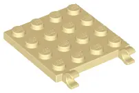 Tan Plate, Modified 4 x 4 with 2 Open O Clips (Horizontal Grip)