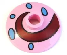 Bright Pink Dish 2 x 2 Inverted (Radar) with Dark Red Swirl and Medium Blue Spots Pattern (SpongeBob