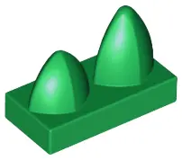 Green Tile, Modified 1 x 2 with 2 Teeth Vertical