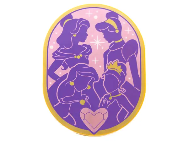 Pearl Gold Tile, Round 6 x 8 Oval with Dark Purple Belle, Cinderella, Ariel, and Tiana with Gold Tri