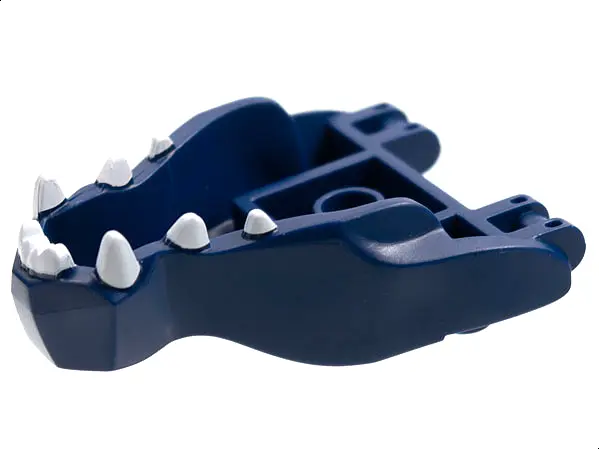 Dark Blue Dragon Head (Ninjago) Jaw with 2 Bar Handles on Back with White Teeth Pattern