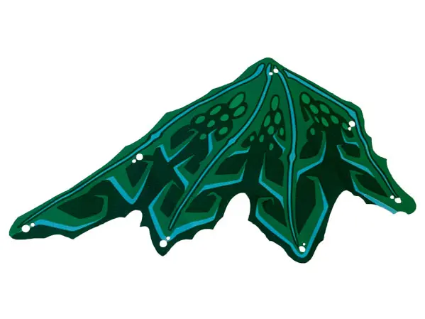 Green Cloth Wing Dragon Left, Sand Green Ribs, Lime and Dark Green Scales Pattern