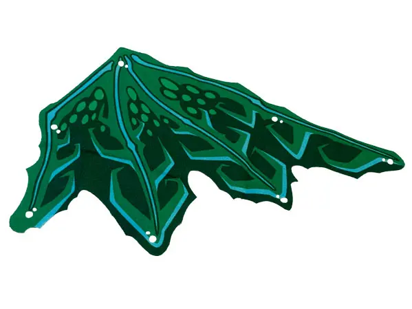 Green Cloth Wing Dragon Right, Medium Azure Ribs, Lime and Dark Green Scales Pattern