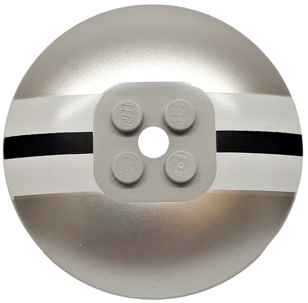 Light Bluish Gray Dish 6 x 6 Inverted (Radar) - Solid Studs with Black and White Stripes on Metallic