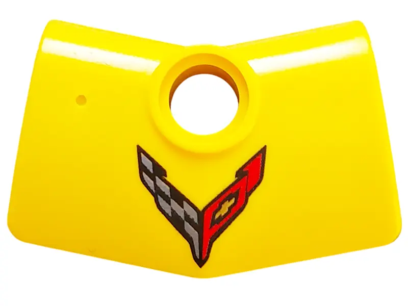 Yellow Technic, Panel Curved # 3 2 x 3 x 1 Angled with Corvette Racing Logo Pattern