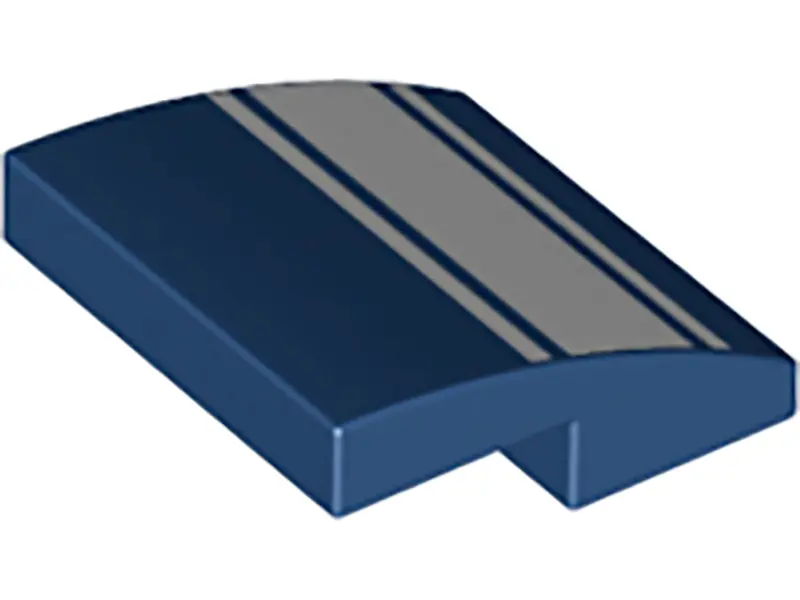 Dark Blue Slope, Curved 2 x 2 x 2/3 with Three White Stripes Pattern