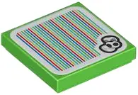 Bright Green Tile 2 x 2 with Super Mario Scanner Code Yoshi Eggs Pattern (Sticker) - Set 71428