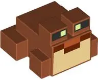 Dark Orange Minecraft Frog with Black and Yellowish Green Eyes, Reddish Brown Mouth, Tan Vocal Sac P