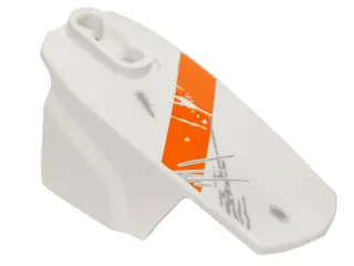 White Hero Factory Armor with Ball Joint Socket - Size 6 with Orange Diagonal Stripe and Scratches P