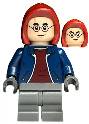 Harry Potter - Dark Blue Open Jacket over Dark Red Shirt, Dark Bluish Gray Medium Legs, Dark Red Hoo