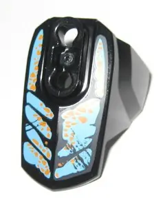 Black Hero Factory Armor with Ball Joint Socket - Size 4 with Medium Azure Stripes and Orange Spots 