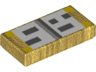 Pearl Gold Tile 1 x 2 with Pixelated Black, White and Gray Pattern (Minecraft Open Book)