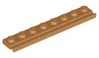 Medium Nougat Plate, Modified 1 x 8 with Door Rail