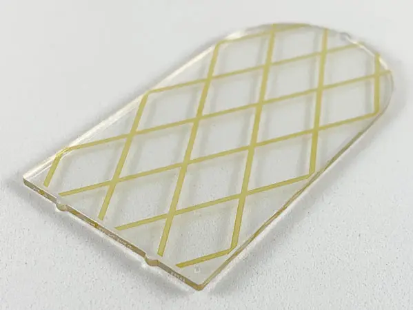 Trans-Clear Glass for Door Frame 1 x 6 x 7 Arched with Notches and Rounded Pillars with Gold Lattice