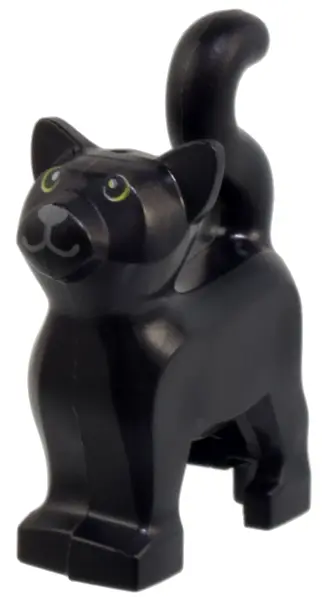 Black Cat, Standing with Lime Eyes, Dark Bluish Gray Nose Pattern (Hocus Pocus Thackery Binx)