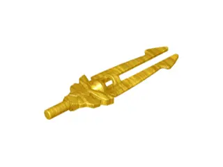 Pearl Gold Minifigure, Weapon Sword, Double Blade with Bar Holder (Valious)