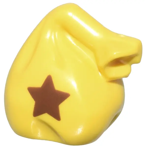 Yellow Minifigure, Utensil Sack / Bag with Handle with Reddish Brown Star Pattern (Animal Crossing B