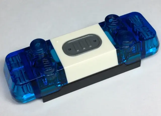 Black Electric, Light & Sound Siren 2 x 6 x 1 with Trans-Dark Blue Lights and White Center