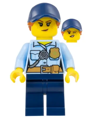 Police - City Officer Female, Bright Light Blue Shirt with Badge and Radio, Dark Blue Legs, Dark Blu