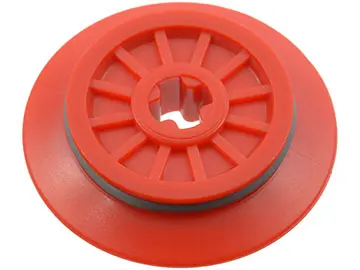 Red Train Wheel RC, Spoked with Technic Axle Hole and Rubber Friction Band