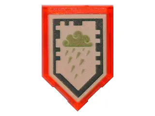 Trans-Neon Orange Tile, Modified 2 x 3 Pentagonal with Nexo Power Shield Pattern - Ice Rain