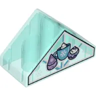 Trans-Light Blue Duplo, Brick 4 x 2 Slope 45 Double with Cupcakes and Сup Pattern