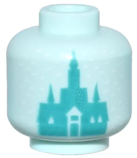 Light Aqua Minifigure, Head without Face with Dark Turquoise Ice Castle and White Snowflakes / Dots 
