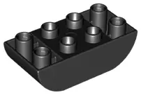 Black Duplo, Brick 2 x 4 Slope Curved Inverted Double