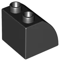 Black Duplo, Brick 2 x 2 x 1 1/2 Slope Curved