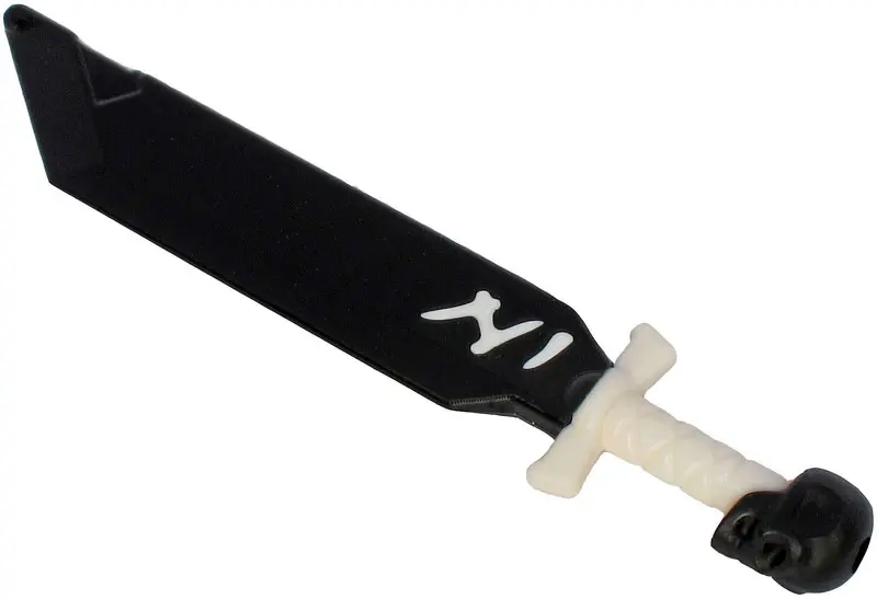 Black Minifigure, Weapon Sword with Skull Pommel with Molded White Hilt Pattern (Ninjago Shadow Blad