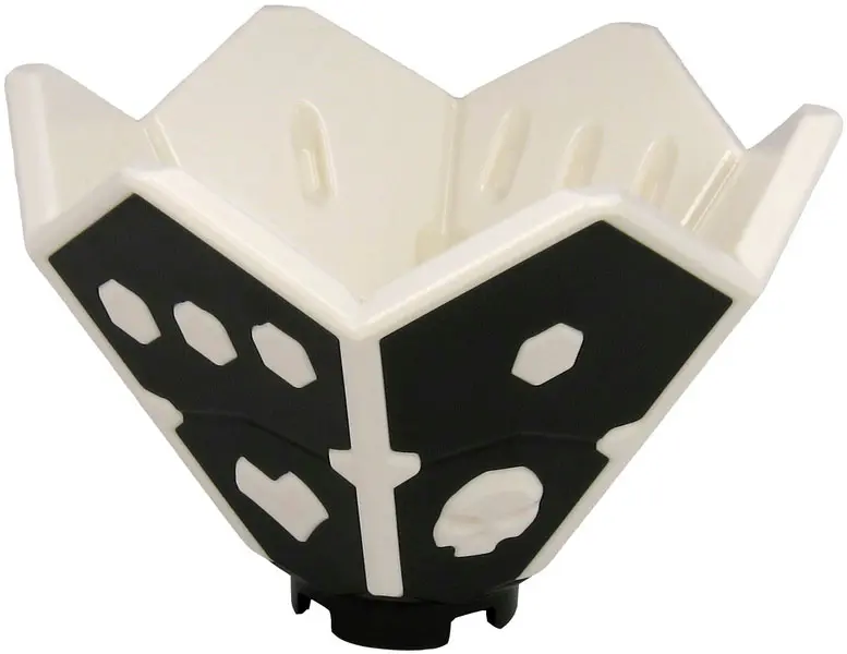 White Ninjago Die Spinner with Hexagonal Dots, Hearts, and Skulls with Molded Black Sides and Bottom