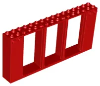 Red Door, Frame 2 x 16 x 6 with 3 Openings and 2 Studs on Either Side on Front