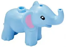 Bright Light Blue Elephant, Friends Style, Baby with Black Eyes and Bright Pink Inner Ears Pattern