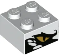 White Brick 2 x 2 with Gold Dragon Eye Pattern on Two Sides