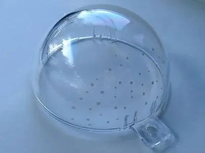 Trans-Clear Cylinder Hemisphere Bauble Half with White Dots Pattern