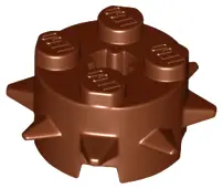 Reddish Brown Brick, Round 2 x 2 with Spikes and Axle Hole