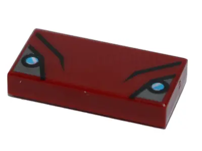 Dark Red Tile 1 x 2 with Black Folds and Small Medium Azure and White Circles on Silver Pattern
