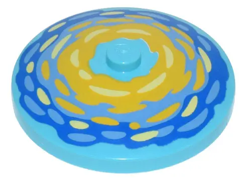 Medium Azure Dish 4 x 4 Inverted (Radar) with Solid Stud with Yellow, Medium Blue, and Bright Light 